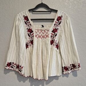 BBWM Embroidered Peasant Top – S